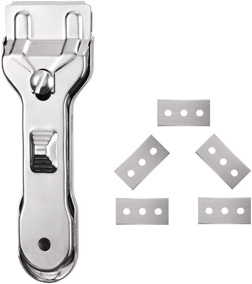 Jasni Glass Scraper - Genuine Quality Halogen & Ceramic Hob Scraper Non Scratch, Suitable for Glass Ceramic and Induction Cooktops (1 x Glass Scraper & 5 x Blades)