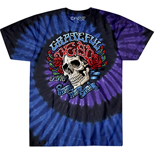 Liquid Blue unisex adult Grateful Dead Boston Music Hall Spiral Tie Dye T-shirt T Shirt, Tie Dye, XX-Large US