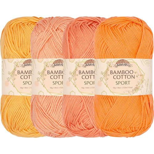 Image of JubileeYarn Bamboo Cotton Sport Yarn - 50g /Skein - Shades of Coral - 4 Skeins