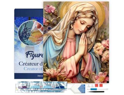 Diamond Painting 40x50cm haut de gamme à strass carrés et cadre de la Sainte Vierge Marie