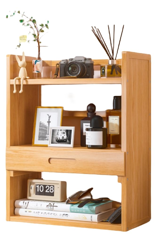 Amazon.co.jp: Lake key 学習机 上置き棚 タンス上に置く棚 竹製 二層