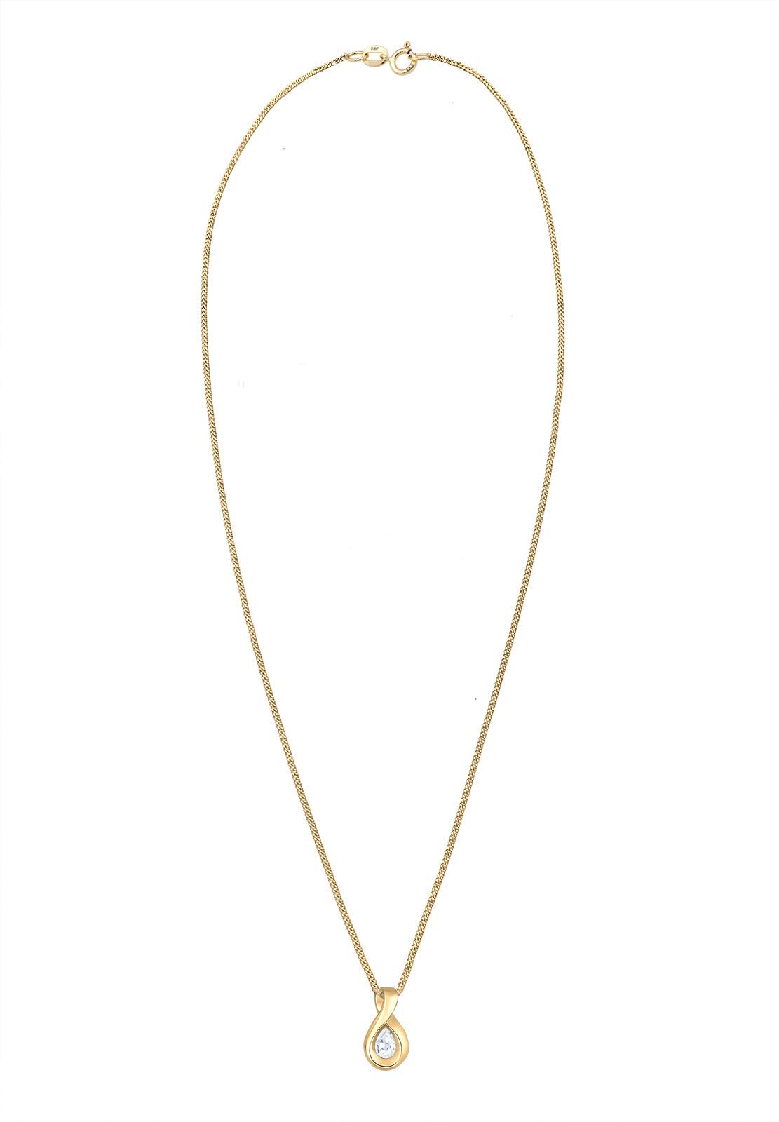Elli Premium Halskette Damen Infinity mit Zirkonia Steinen Unendlichkeit in 585 Gelbgold