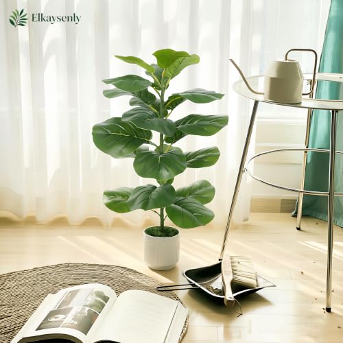 Elkaysenly 2 Pcs 30" Fake Plants Fiddle Leaf Fig Tree,Faux Plants Indoor&Outdoor,Plants Artificial Decor for Home Office Decorations - image 7