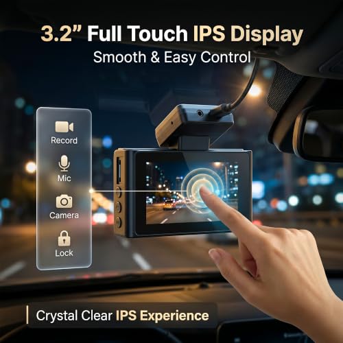 Image of Golens 2 Channel Dash Camera for Cars [Voice Control], 4K Front + 1080P Rear, WiFi App Control, 3 inch IPS Display, ADAS, BSD, Night Vision, Loop Recording, Parking Monitor, G-Sensor T4-B2V