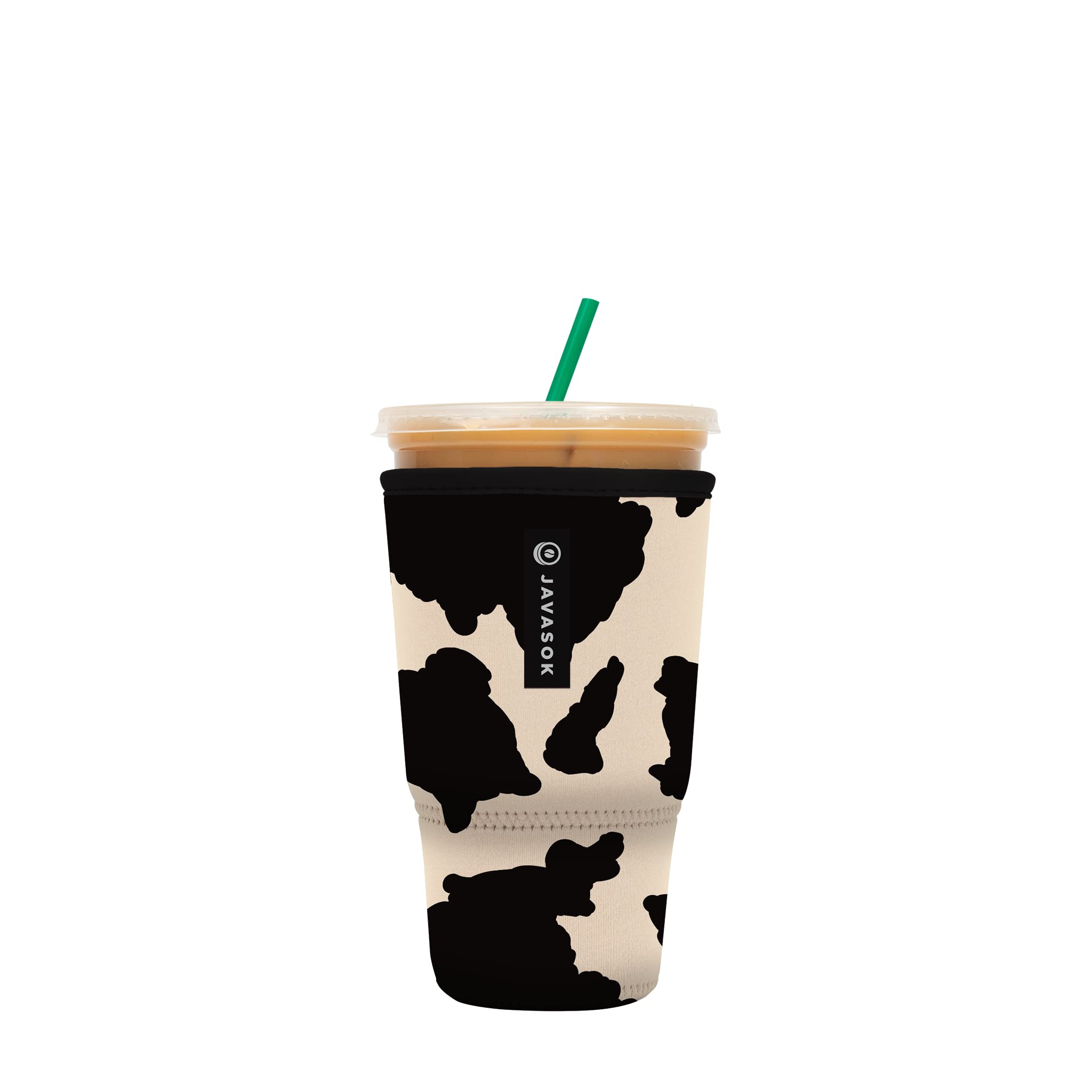Sok It JavaSok Iced Coffee &amp; Cold Soda Insulated Neoprene Cup Sleeve (Cow Print, XLarge: 38-42oz)