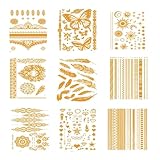 Goldene Temporäre Tattoos, Damen Flash Tattoos, Wasserdichte, für Festival Accessoires Party Halloween
