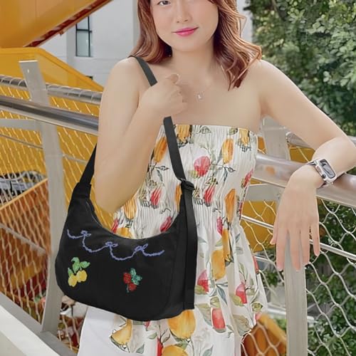 Image of Medium Nylon Crossbody Crescent Bag: Slouchy Style Shoulder Casual with Adjustable Strap