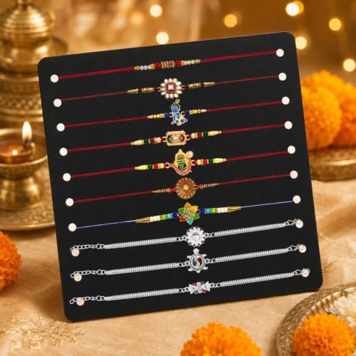 Image of Periapt Rakhi Gift Set for Brother & Bhabhi - Traditional Rakhis with Silver Coin & Greeting Card - Combo for Raksha Bandhan