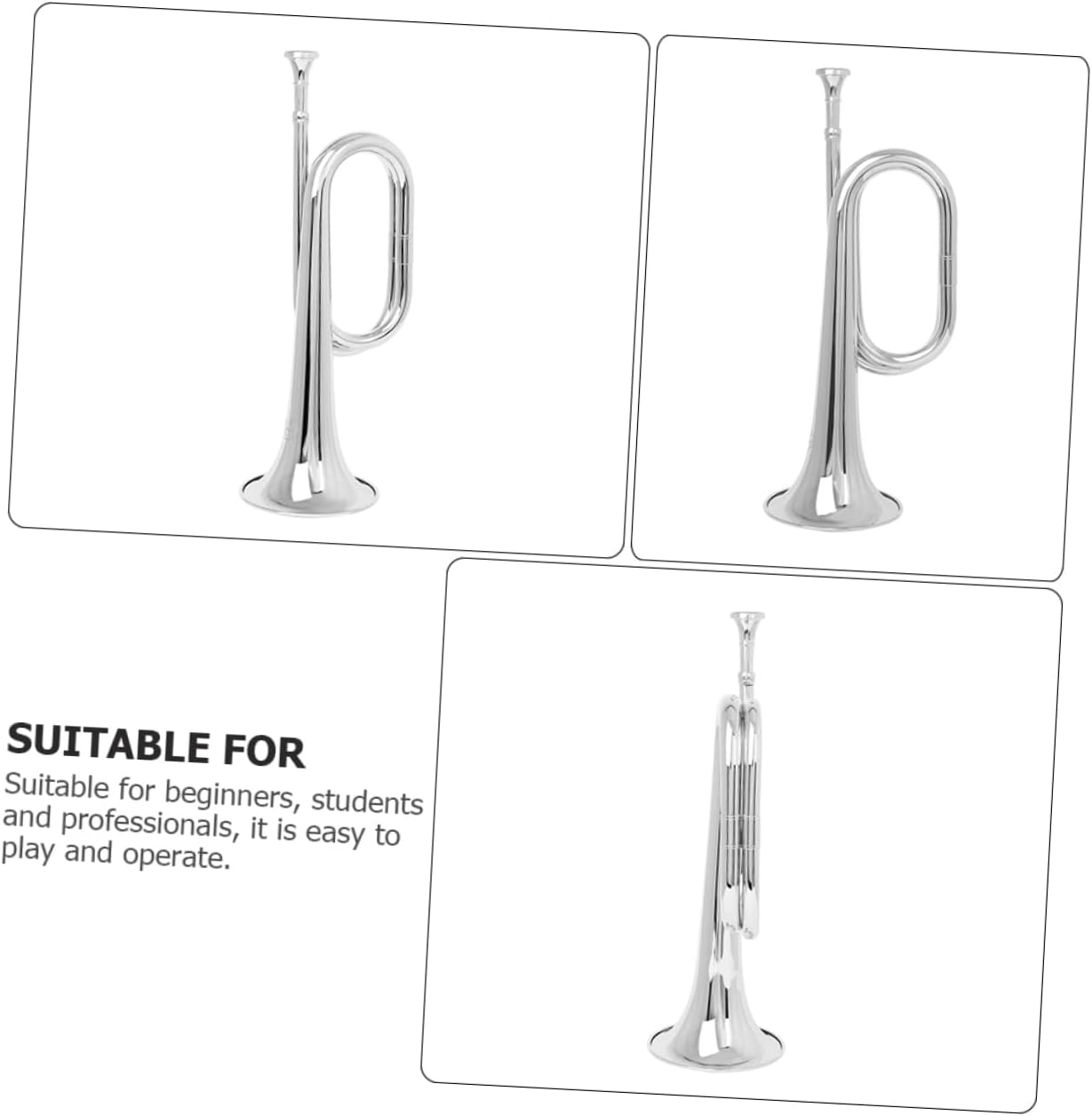 SHOWERORO Beginner Bugle Trumpet Practice Mute Bugle for Orchestra Band Instrument Made of Reliable Materials