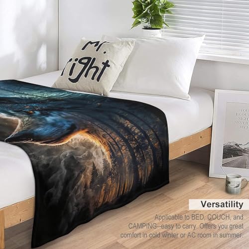 Couvre-lit loup 3D d'exception en flannel haut de gamme 130×180cm - 7