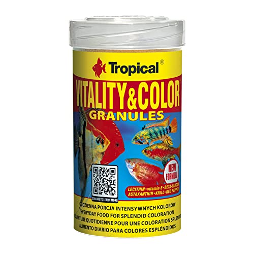 Vitality&Color GRANULES 100ml / 55g - Alimento de Alto Contenido proteico en Forma de gránulos de Lento hundimiento con Efecto colorante y vitalizante para Peces