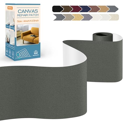 KING MOUNTAIN Canvas Repair Tape,Outdoor Gear Patch, 4×63 Inches,Waterproof,Self-Adhesive for Repairing Boat Covers,Sun Shades,Sofas,Tents,Lounge Chairs,Awnings (Dark Grey 2.0)