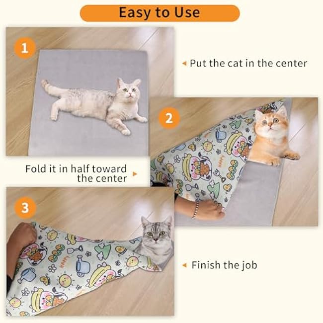 Cat Wrap for Grooming,Cat Wrap for Cutting Nails,Self-Adherent Soft Cat Blanket£¬Restrain The Cat to Keep Calm,Anti-Bite, Anti-Scratch, Wrap Anti-Escape Grooming Bags for Cats (Within 9lbs)-dMjo56GK