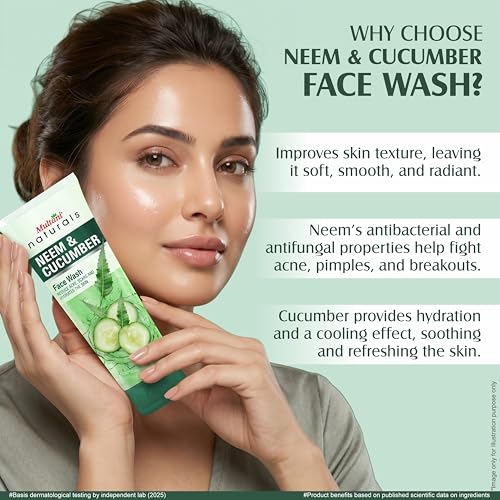 Image of Multani Naturals Neem & Cucumber Face Wash 150ml (Pack of 2) | Ayurvedic Herbal Cleanser Face Wash | Oil Control, Acne Care & Deep Cleansing | SLS & Paraben Free, Dermatologically Tested | For All Skin Types