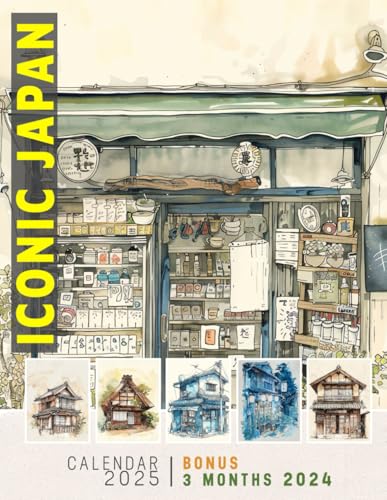 Iconic Japan Calendar 2025: 15-Month Planner with 3 Extra Months Showcasing Japanese Photography | Ideal for Scheduling and Organizing | Large Format 8.5 x 11