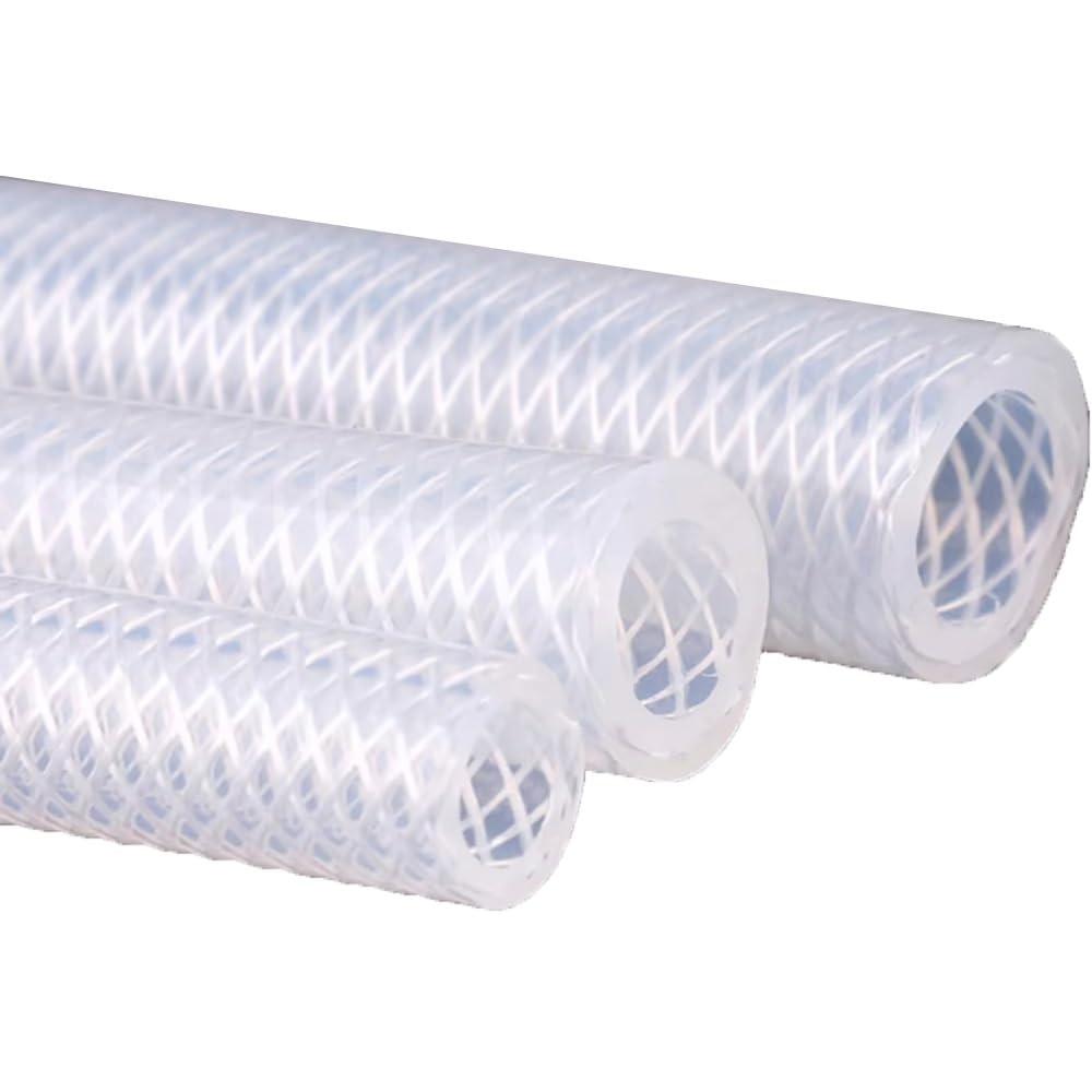 Manguera Silicona Alimentaria Trenzada Fibra 3 Metros (ID4-38mm), Alta Presión Retardante Flexible para Bombas/Leche/Pharma(ID10mm x OD18mm)
