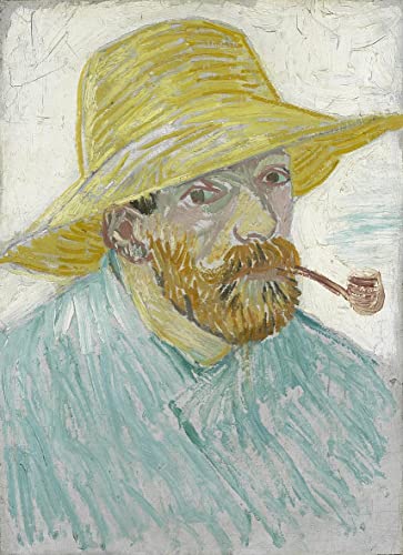 Poster Van Gogh autoportrait à la pipe idée cadeau art 60x90cm