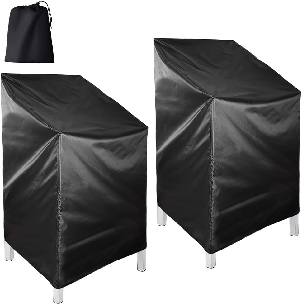 Pimoys 2 Pack Outdoor Chair Covers Waterproof, 210D Patio Chair Cover Outdoor Furniture Cover, Water Resistant Anti-Uv All Weather Protection (25" W x 25" D x 47” H, 2 Pack)