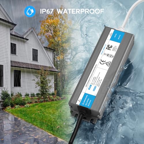 Image of LED Driver 36 Watts Waterproof IP67 Power Supply 85V-265V AC to 24V DC Converter,Quiet and Small LED Transformer Low Voltage Output with 3-Prong Plug 3 Feet Cable for LED Light Strip, Outdoor