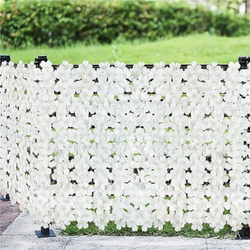 Seto artificial de flores rosas 100x100 cm para decoración exterior 6