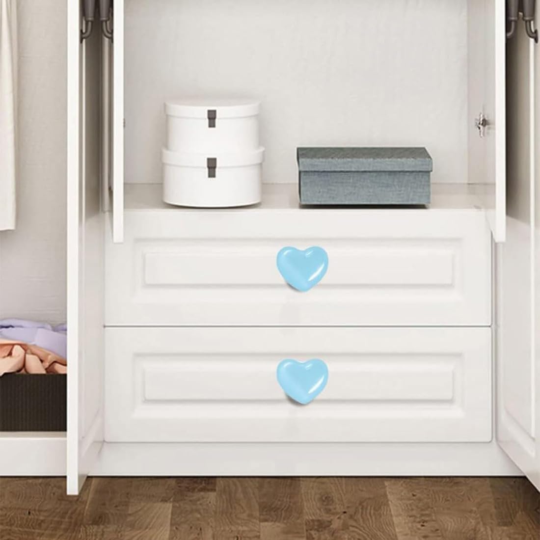 6 boutons de meubles en céramique en forme de cœur colorés pour chambre d'enfant, boutons d'armoires et tiroirs, poignées d'armoire et de cuisine