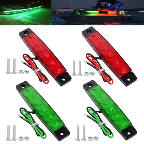 maierke Boat Navigation Lights Navigation Light for Boats Led Stern Lights Marine Strip Lights for Yacht Sailboat Kayak Fishing Pontoon DC 12V (4PCS Red and Green)