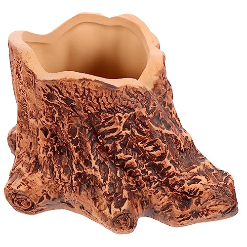 YOSADIER Pot Imitation Tronc Arbre pour Plante Succulente Pot De Plante Céramique pour Intérieur Et Extérieur Original