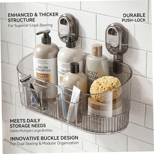 Étagère murale robuste pour douche avec drainage et fixation ventouse - 8