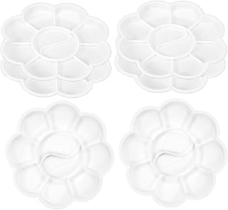 PATIKIL 6Pcs White Plastic Paint Tray Palette, 10-Well Flower Shape for Watercolor Gouache Painting Art Craft DIY Project