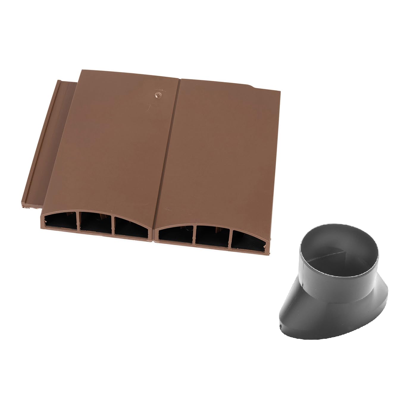 Eroofing Brown Klober Twin Plain Tile Vent + Adaptor (Brown)