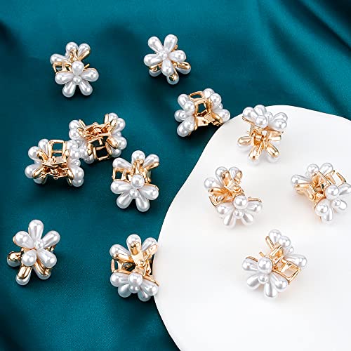 Ahoney 12Pcs Pearl Hair Clip Small Claw Clips For Women Mini Flower Girl For Hair Decorations Daisy Hair Clip Bangs Clips Korean Hair Accessories For Women Girls #TOP6