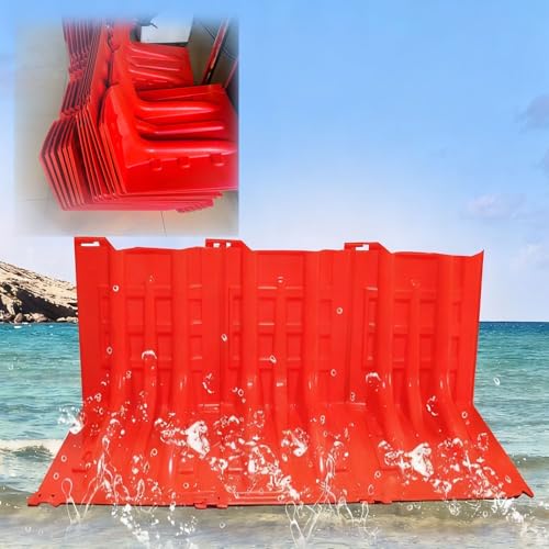 Removable Protection Barrier, L Shaped Thickened ABS Flood Water Barriers, Flood Control Panels Home Reusable Suitable for Garages Warehouses Front Door Flood Prevention Board(26 PCS)