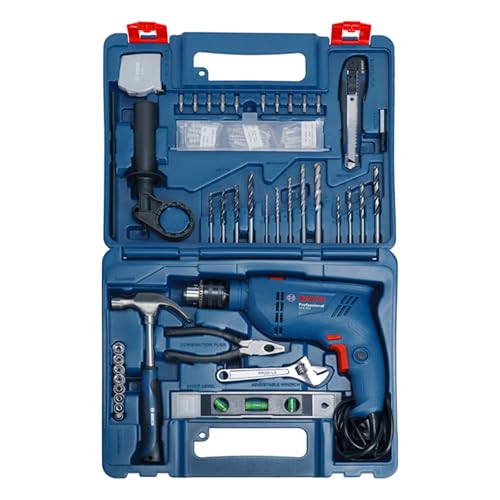 BOSCH GSB 600 Corded Electric Impact Drill, 100Pcs Accessory Set | 600 W Motor | Speed of 3000 RPM | Rated Torque of 1.4 Nm | Impact rate of 48000 BPM | Double Insulation | 1 Year Warranty