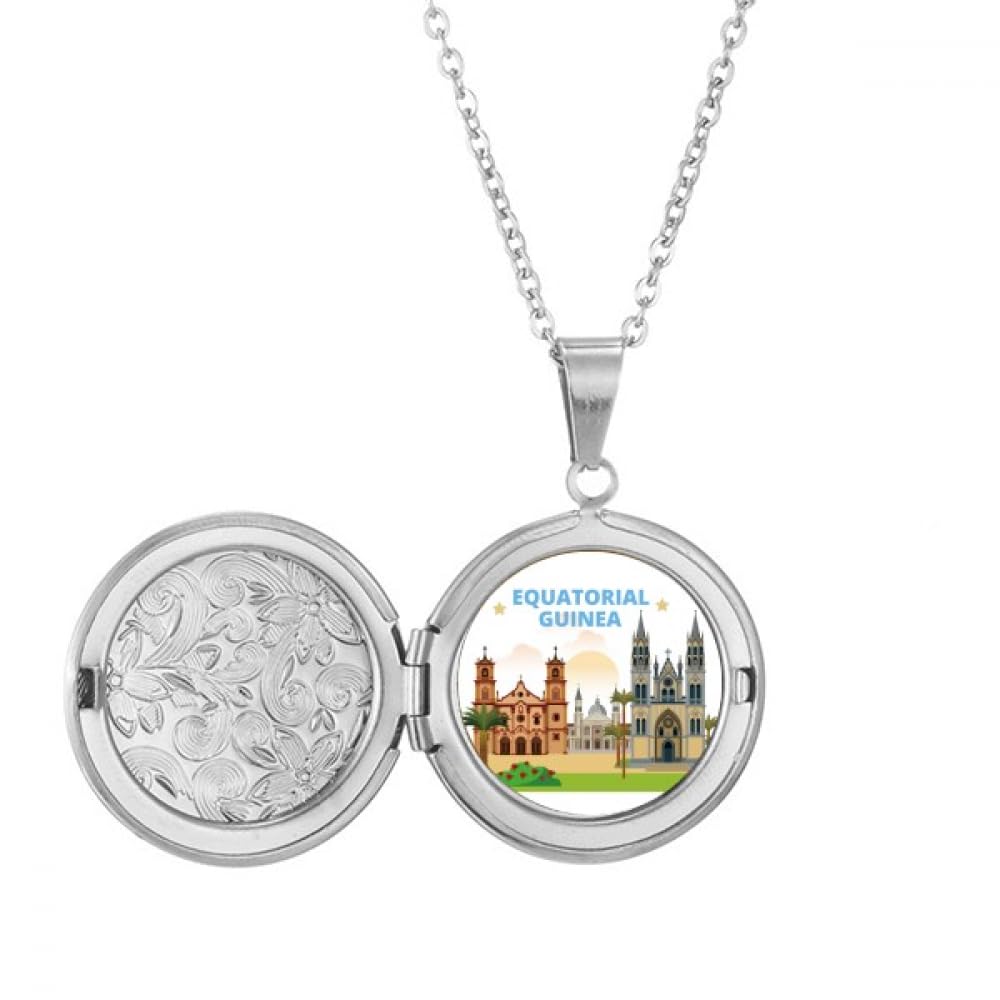 Collier médaillon photo Castle Equatorial Guinée cadeau anniversaire