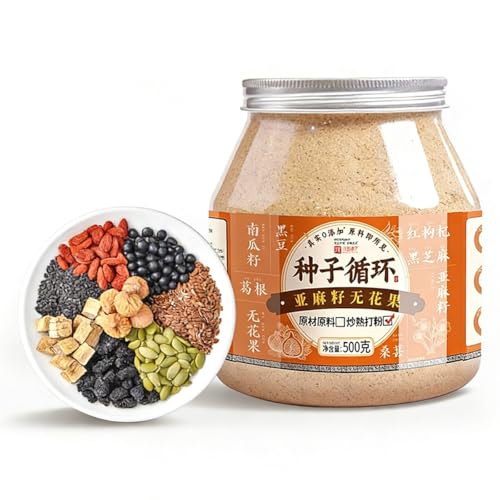 Mezcla De Semillas En Polvo Con Lino E Higo, 500g, Alimento Vegetal Natural, Sin Aditivos, Para Preparar Agua, Yogur O Avena