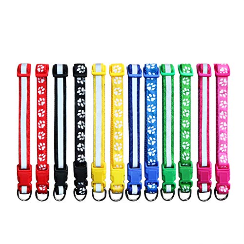 RYPET Puppy ID Collars 12 Pcs - Soft Nylon Adjustable Reflective Identification Collars for Newborn Pets