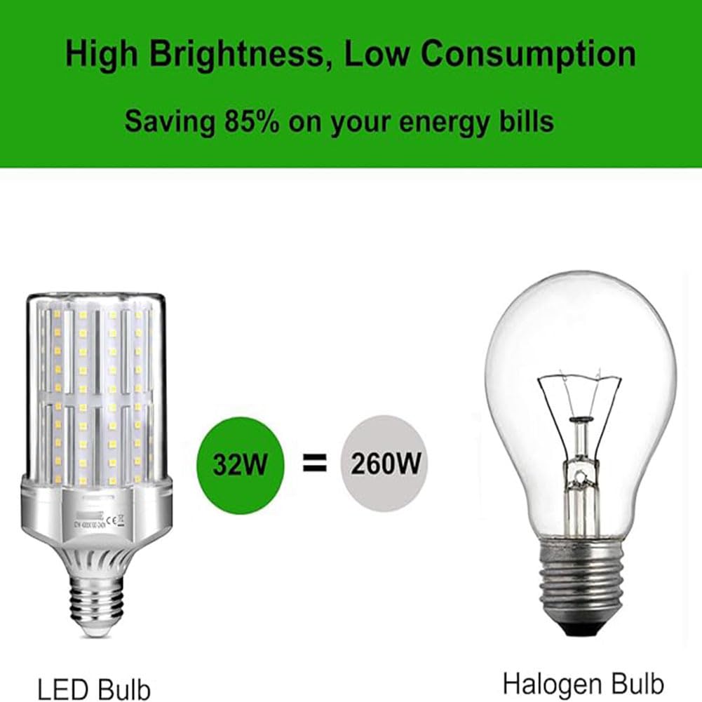 Genérico Bombillas LED de 32W, equivalentes a Bombillas incandescentes de 260W, Rosca Edison Grande E27, 3600Lm, 3000K Blanco cálido, Paquete de 2,Aylight White,B22Packof 2