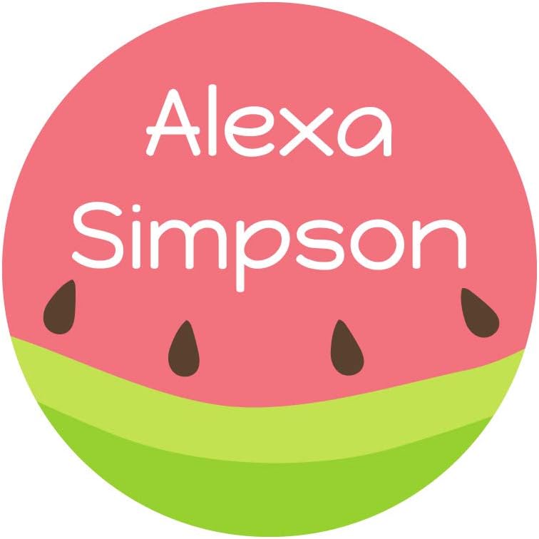Name Bubbles - Custom Circle Iron-On Name Labels for Clothing & Fabrics (80 Labels) - Laundry-Safe, Personalized Waterproof Name Stickers for Daycare, School, Camp, & Home (Watermelon)
