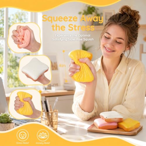 Bread Butter Squishy, 4 Pack Slow Rising Bread Squishy Toys, Sensory Fidget Toys for Adults & Teens, Stress & Anxiety Relief, Birthday Christmas Easter Gifts — view 2
