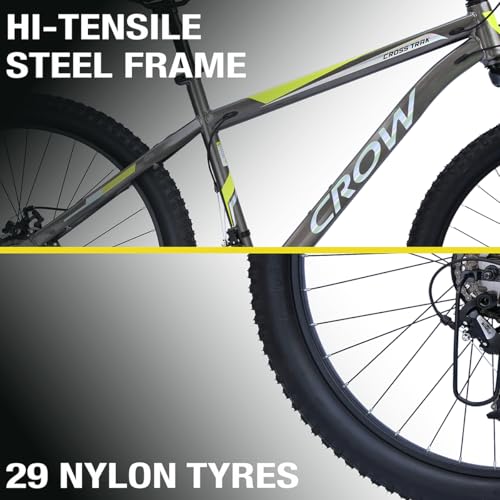 Image of CROW - Cross TRAK 7 Speed Gear Cycle | 29 inch T Cycle for Boys 12 to 15 Years | Bicycle for Men Adult | Mountain Bike with Front Suspension & Dual Disc Brakes| Unisex 29 INCH MTB Cycle for Men |