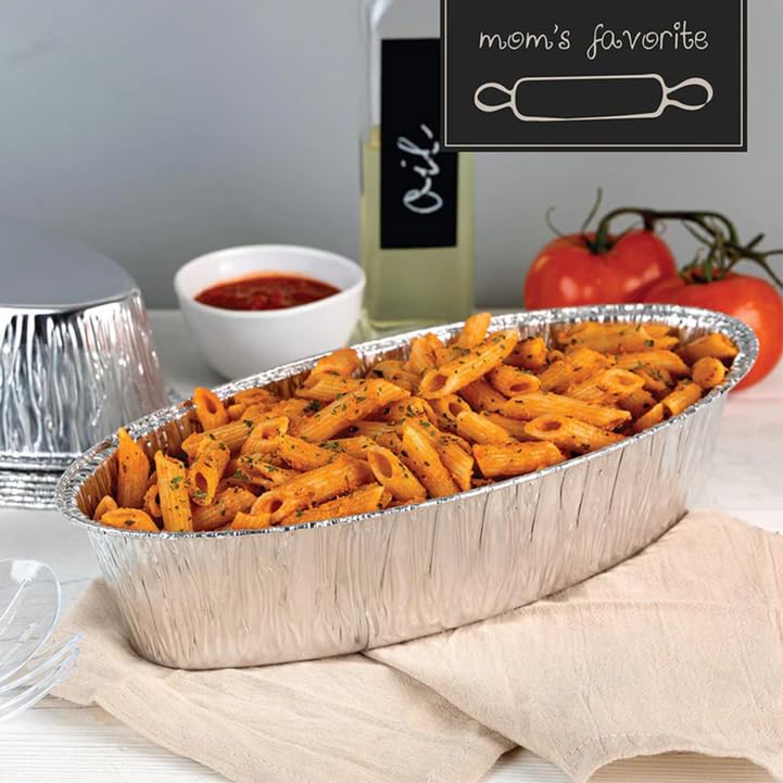 Nicole Fantini Disposable Aluminum 5lb Large Oval Loaf/Challah Pans For Thanksgiving - 100% Recyclable Tin Foil Pans & Ideal for Baking - Perfect for Baking Cakes, Bread & Brownies : 18 Count