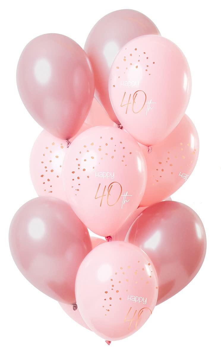 Folat Balloon 40th Birthday Pack of 12 Pink Latex Balloon Party Decoration Elegant — image 1