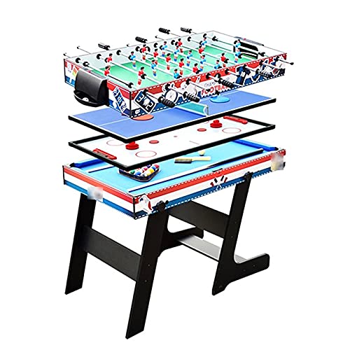 Zusammenklappbarer 4-in-1 Multi-Spieltisch – Genießen Sie Pool, Tischfußball, Hockey und Tischtennis im Innenbereich mit 4 Spielkammtischen