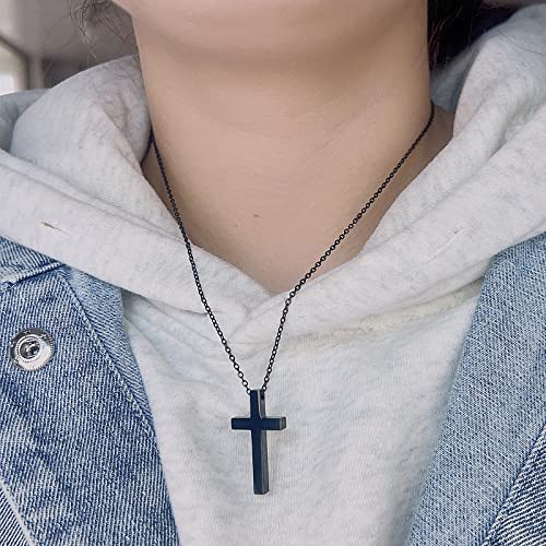 Zmanyijew Cross Choker Necklace For Women,Personality Faith Cross Pendant Necklace For Man,Stainless Steel Cross Chain Religious Gift For Teen Girls Boys (Black) #TOP1