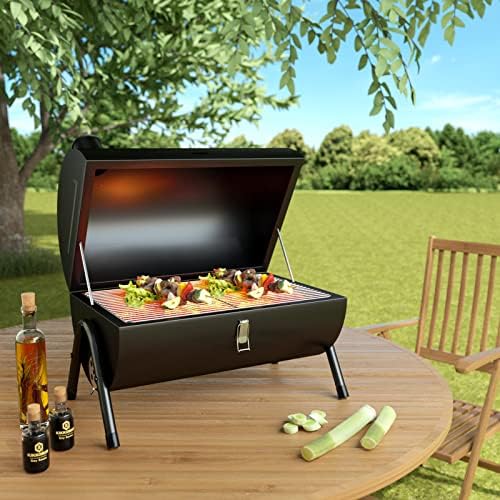 JJ JUJIN Charcoal Grill Portable BBQ Grill Foldable Barbecue Grills for Outdoor Cooking, Camping and Picnic Black