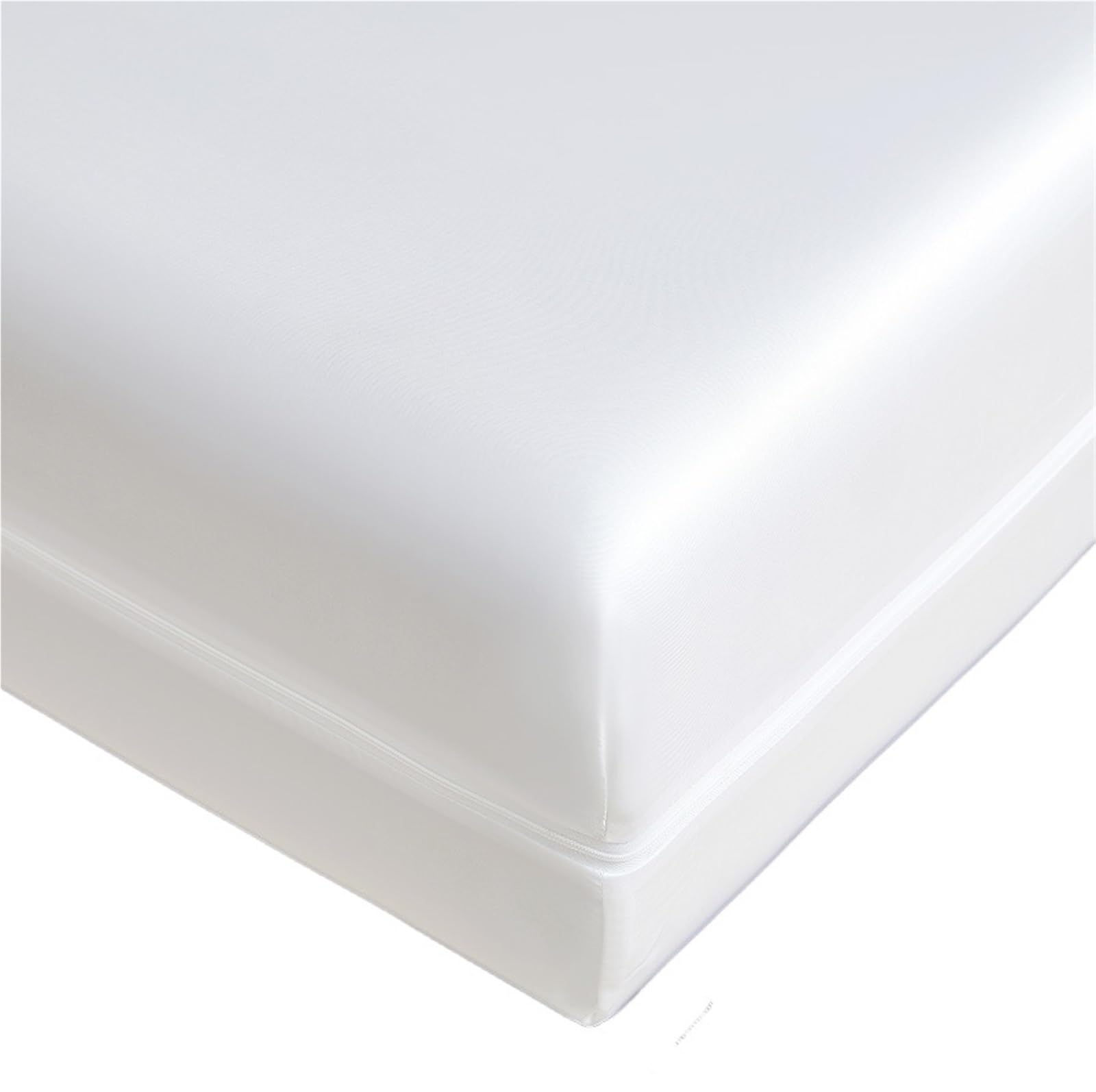 Zipped Mattress Protector 6-Sided Zipper Mattress Encasement Luxury Cooling Satin Dustproof Protector, Full All Around Deep Pocket Cover(White,140x190x25cm)