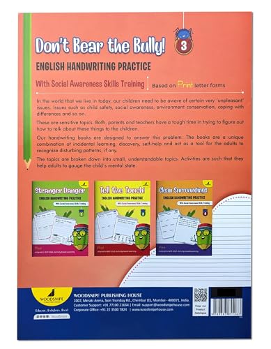 Image of English Handwriting Practice | Normal Font | English Writing Book 3 - Don't Bear the Bully Story Writing for Kids | Build Social Awareness Skills [Paperback] Woodsnipe Publishing House