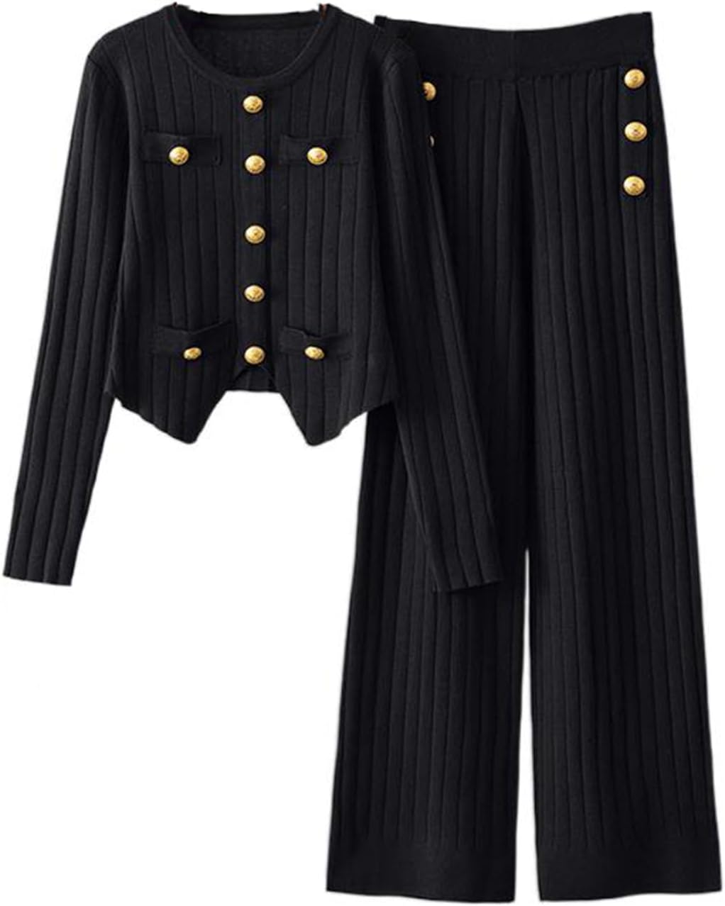 CHONG FENG XIA Women's Sweater Set Loose Thin Sweater with Sports Wide-Legged Knit Sets