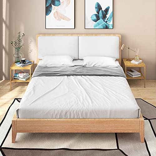 COSTWAY 2er Set Nachttisch aus Bambus, 2-stufiger Beistelltisch mit Ablage, Sofatisch, Nachtschrank Nachtkonsole für Wohnzimmer, Schlafzimmer, 40 x 40 x 45 cm – Bild 5