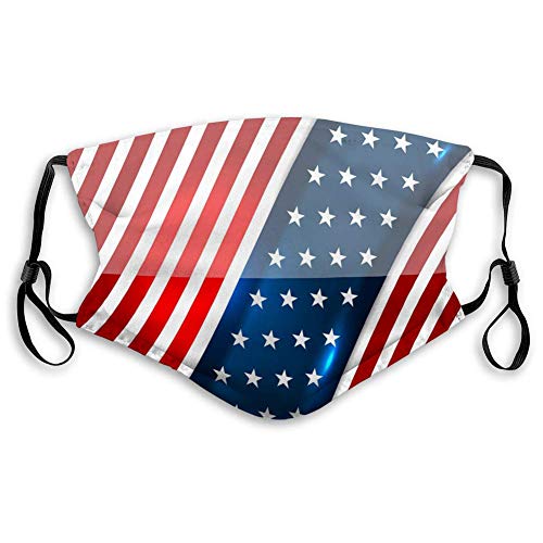 Preisvergleich Produktbild NA Winddichter Gesichtsschal, waschbar wiederverwendbar USA Backgrounds Style Wiederverwendbarer Schal Hübscher Mundschal für Freund,20x15cm